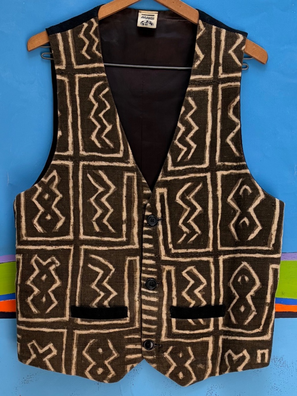 Graphic African Mud Cloth Vest